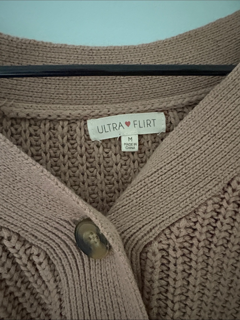 Ultra Flirt Cropped Distressed Knit Cardigan - Taupe Brown - Picture 3 of 4